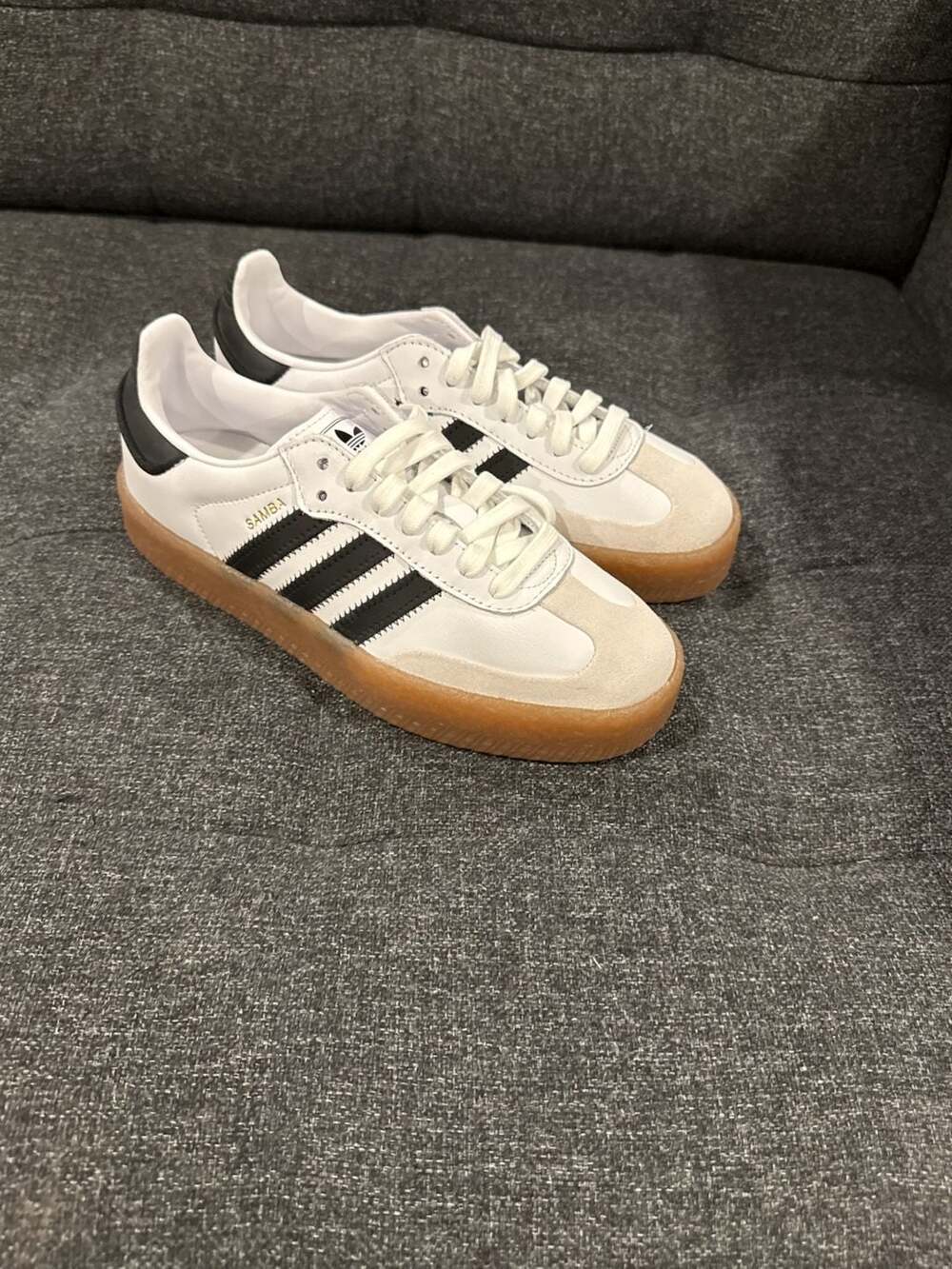 adidas Women's Sambae Platform Sneakers in Cloud White/Core Black/Gum - 6.5w - Picture 5 of 8